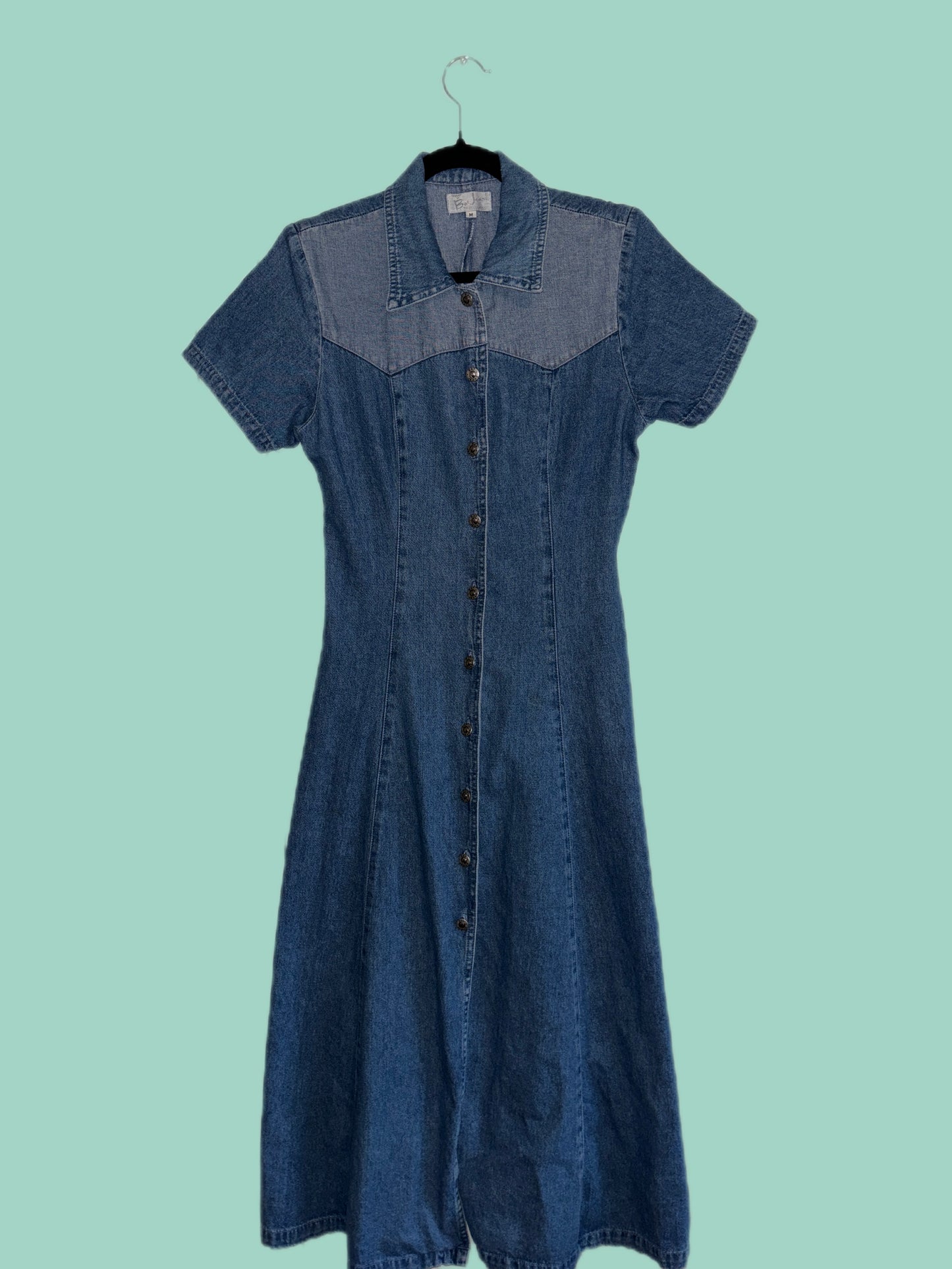 Vintage Denim Maxi Dress (S)