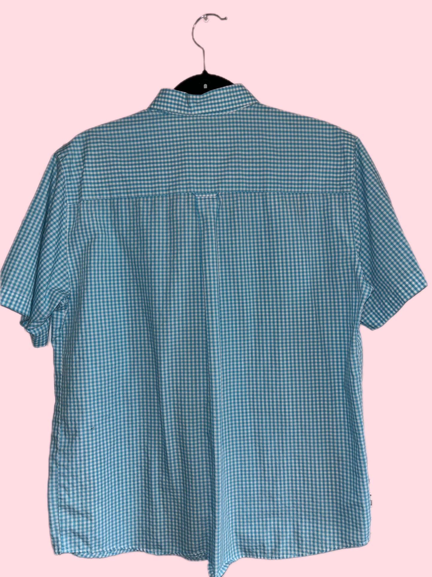 Baby blue gingham button up (L)