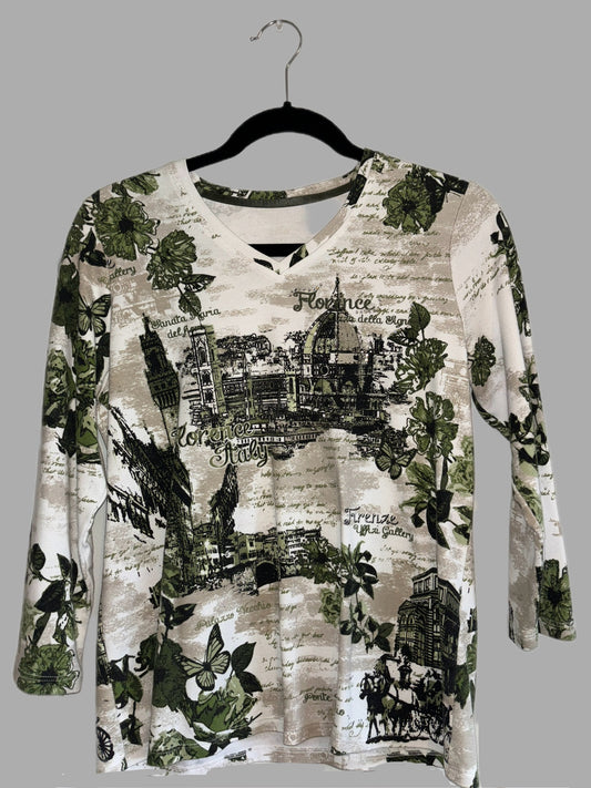 90’s 3/4 sleeve graphic top (M/L)