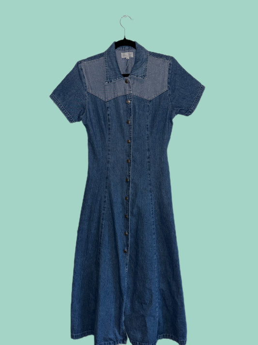 Vintage Denim Maxi Dress (S)