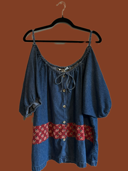 Vintage unique denim top (XL)