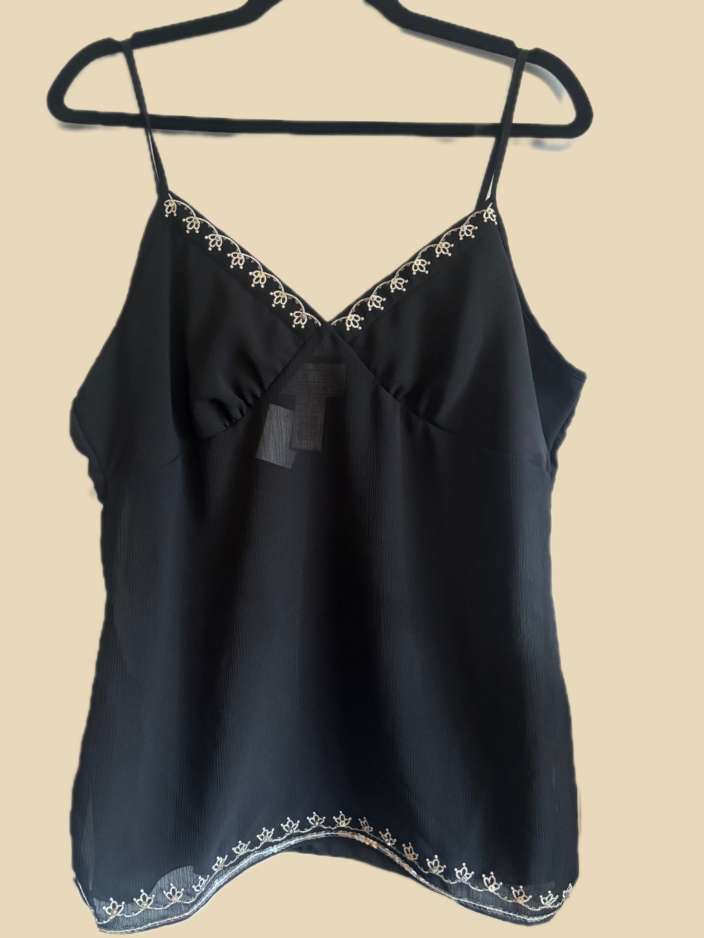 Vintage Sheer Black Tank Top (L)